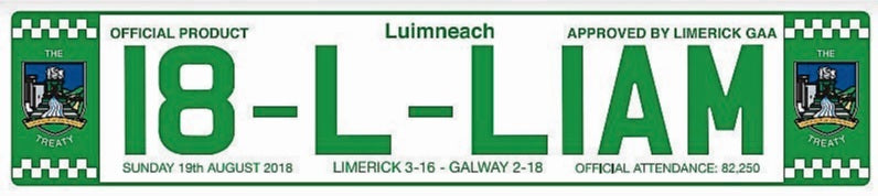 Official Limerick 2018 Licence Plate