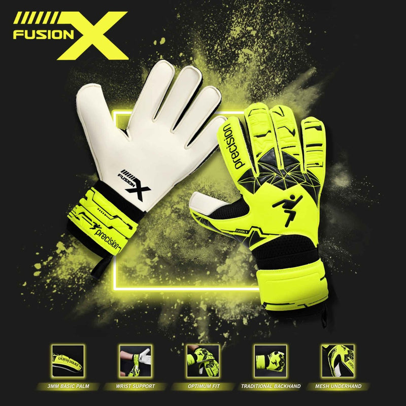 Precision Junior Fusion X Flat Cut Essential GK Gloves