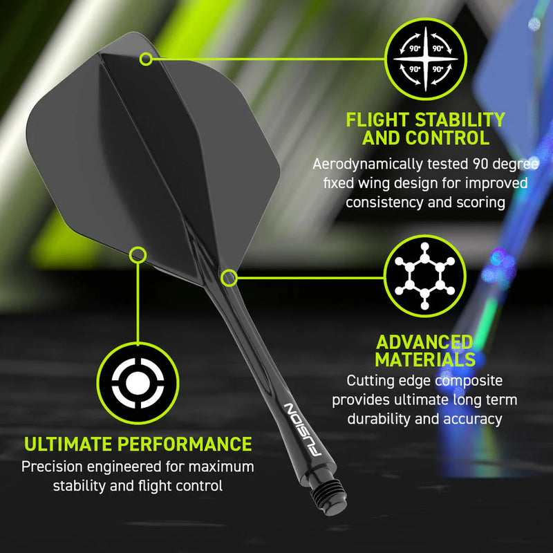 Winmau Fusion Integrated Flight & Shaft Black