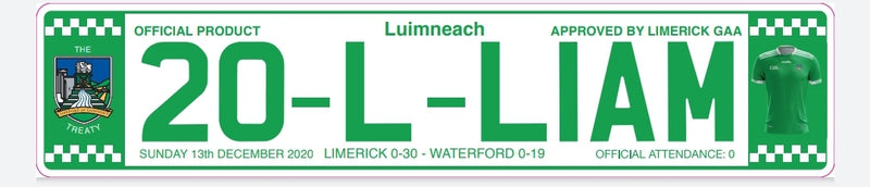 Official Limerick 2020 Licence Plate